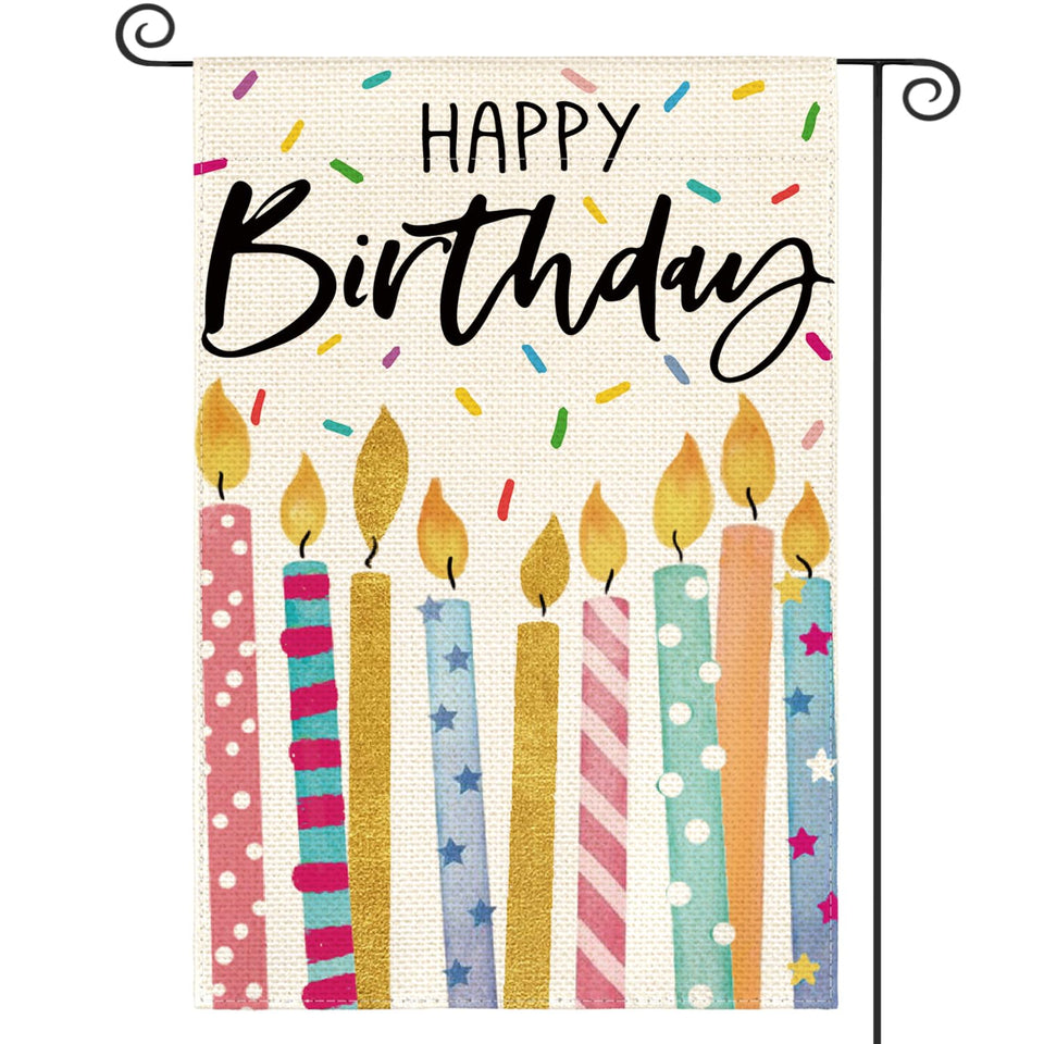 AVOIN colorlife Happy Birthday flag front view for outdoor birthday decor