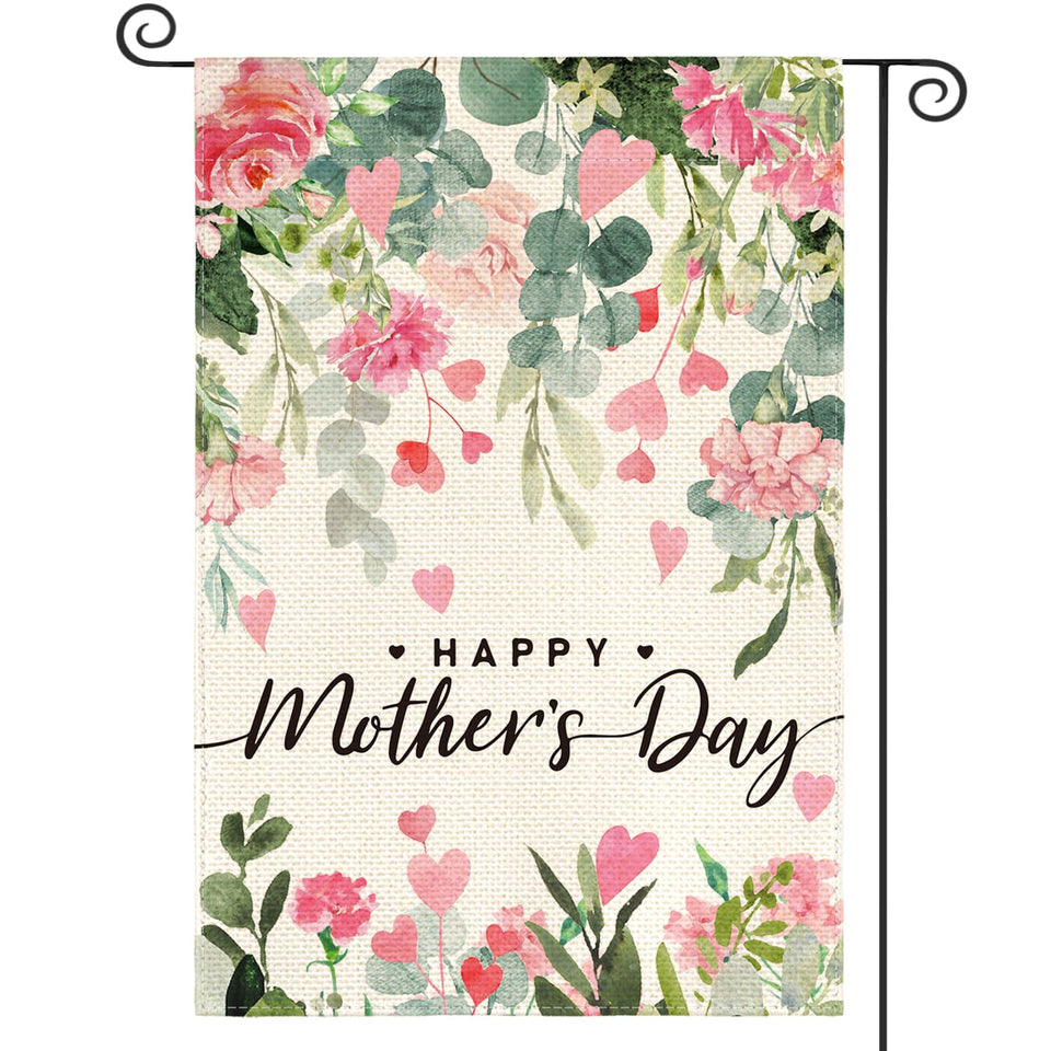 AVOIN colorlife floral carnation flag for outdoor decor, double-sided visibility from both angles.