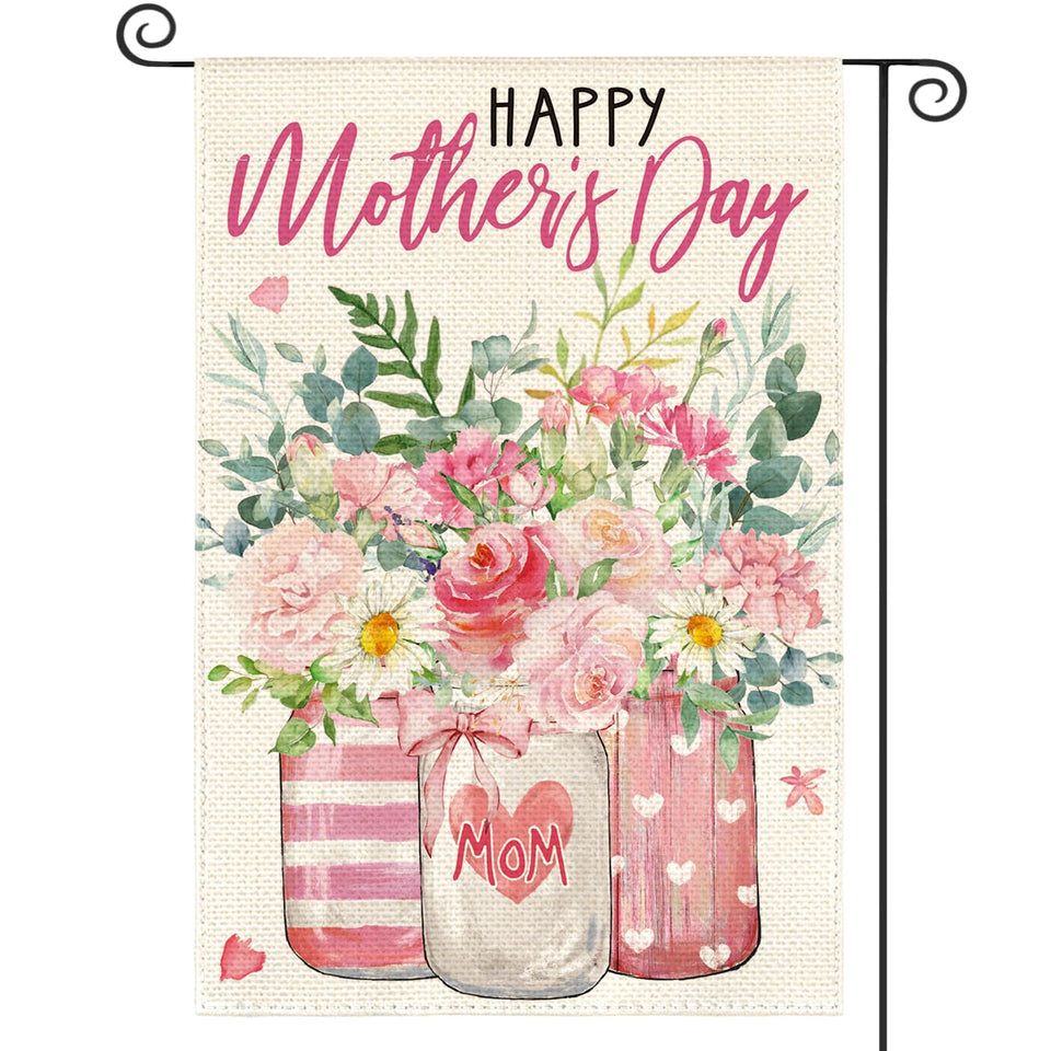AVOIN colorlife Happy Mother's Day flag, 12x18, double-sided outdoor display.