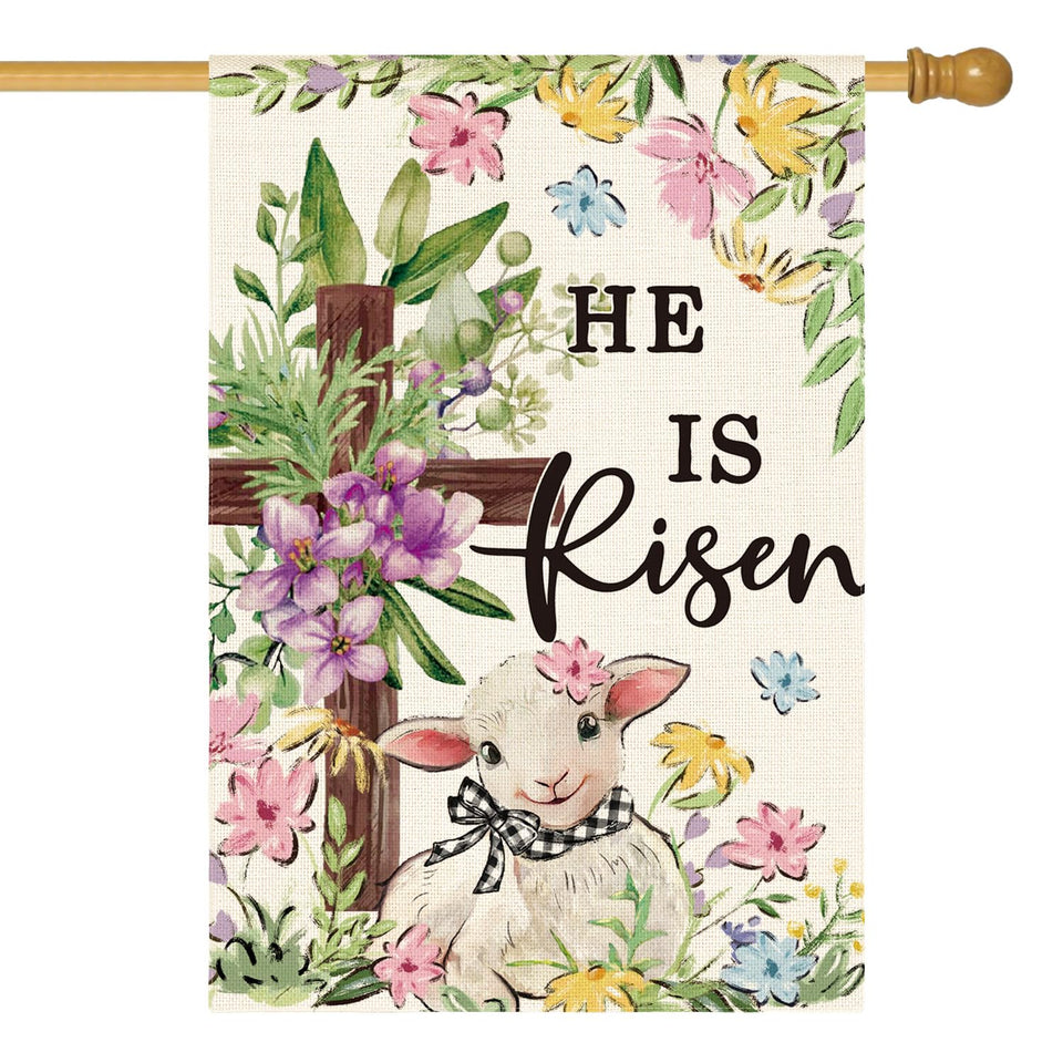 AVOIN colorlife He Is Risen Easter flag, double-sided outdoor display