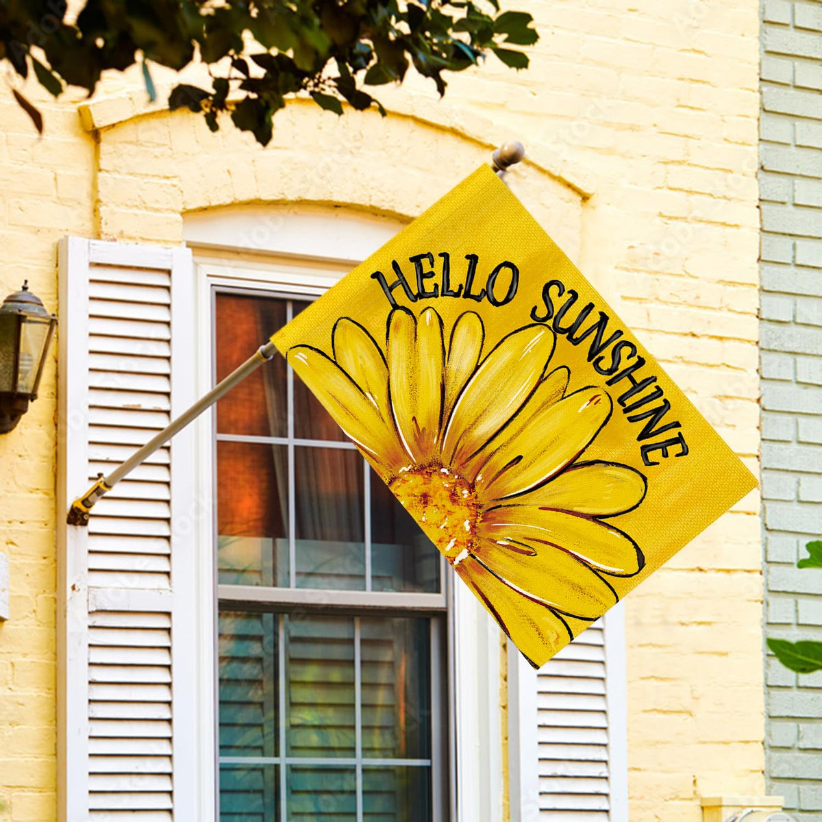 AVOIN colorlife Hello Sunshine flag double-sided design visible from both sides.