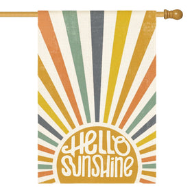 AVOIN colorlife Hello Sunshine flag front view for welcoming guests outdoors.