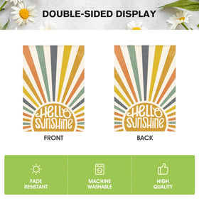 AVOIN colorlife Hello Sunshine flag on lawn greets guests stylishly.