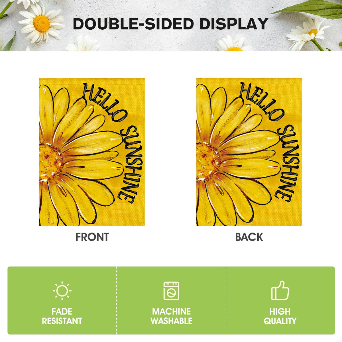 AVOIN colorlife Hello Sunshine flag is easy to machine wash.