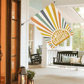 AVOIN colorlife Hello Sunshine flag pole sleeve top enables easy installation.