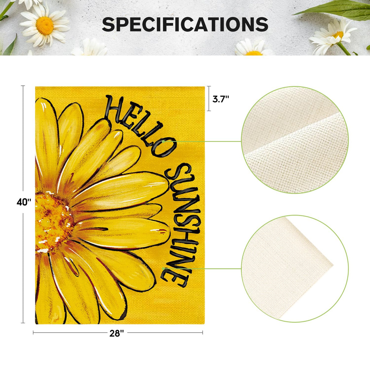 AVOIN colorlife Hello Sunshine flag withstands weather in outdoor spaces.