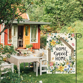 AVOIN colorlife Home Sweet Home flag back view for cohesive yard decor