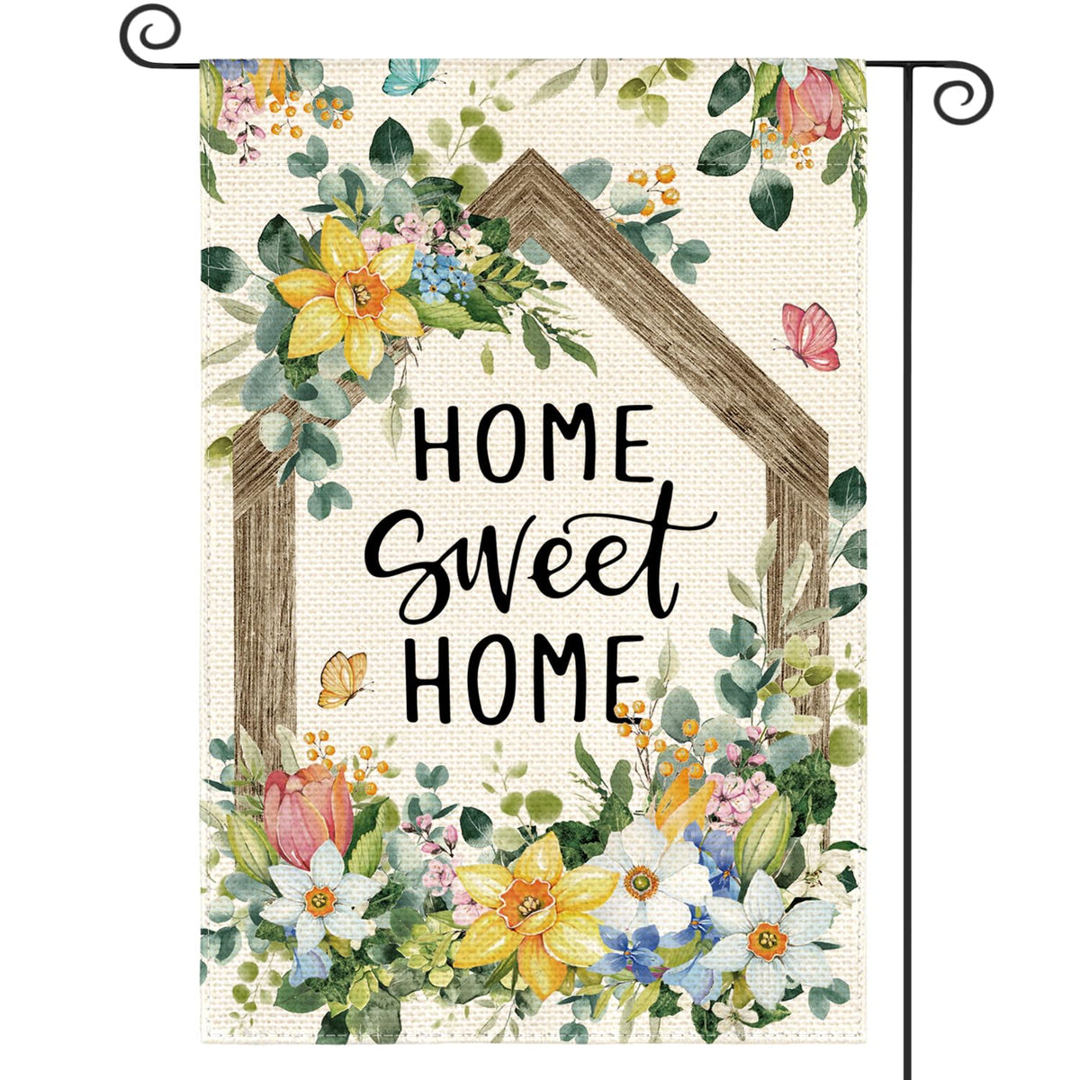 AVOIN colorlife Home Sweet Home flag front view for a durable porch welcome