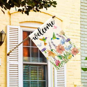 AVOIN colorlife hummingbird spring flowers flag back view readable from both sides