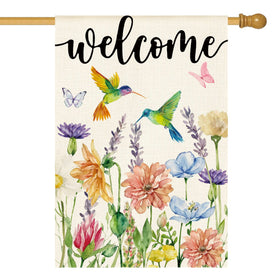 AVOIN colorlife hummingbird spring flowers flag front view for welcoming yard decor