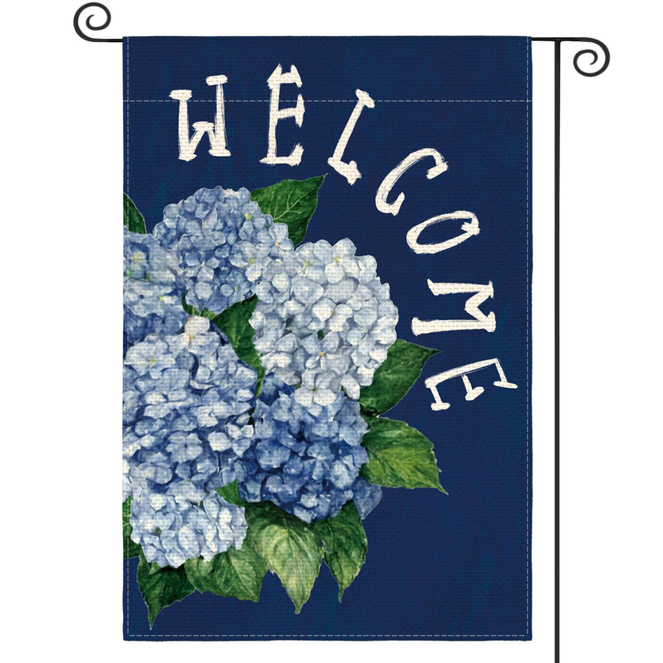 AVOIN colorlife hydrangea garden flag 12x18, ideal for welcoming guests outdoors.