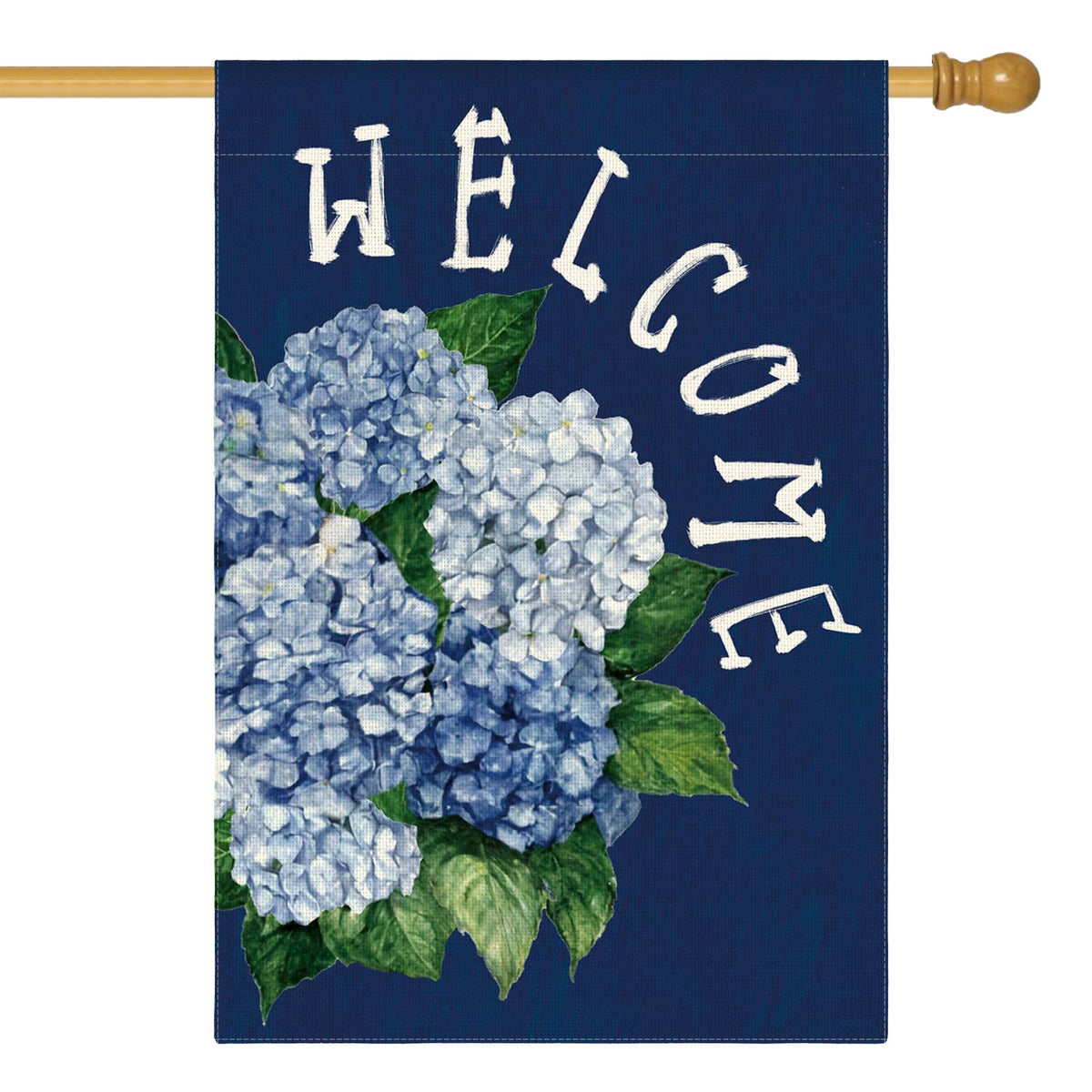 AVOIN colorlife Hydrangea Spring flag on porch welcoming guests with garden-style color