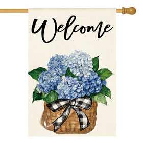 AVOIN colorlife Hydrangea flag front view with vibrant blooms for outdoor welcome