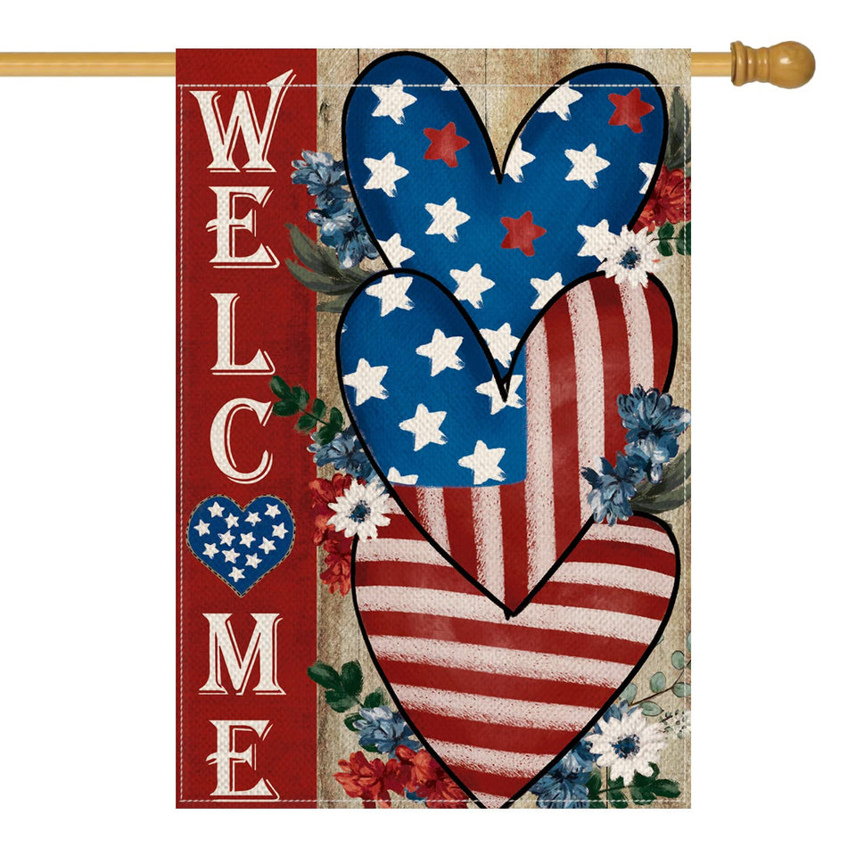 AVOIN colorlife love heart house flag front view for 28x40 yard display