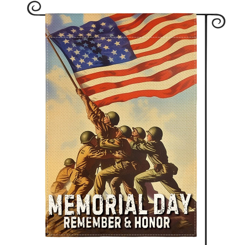 AVOIN colorlife Memorial Day flag with double-sided print for outdoor garden display.