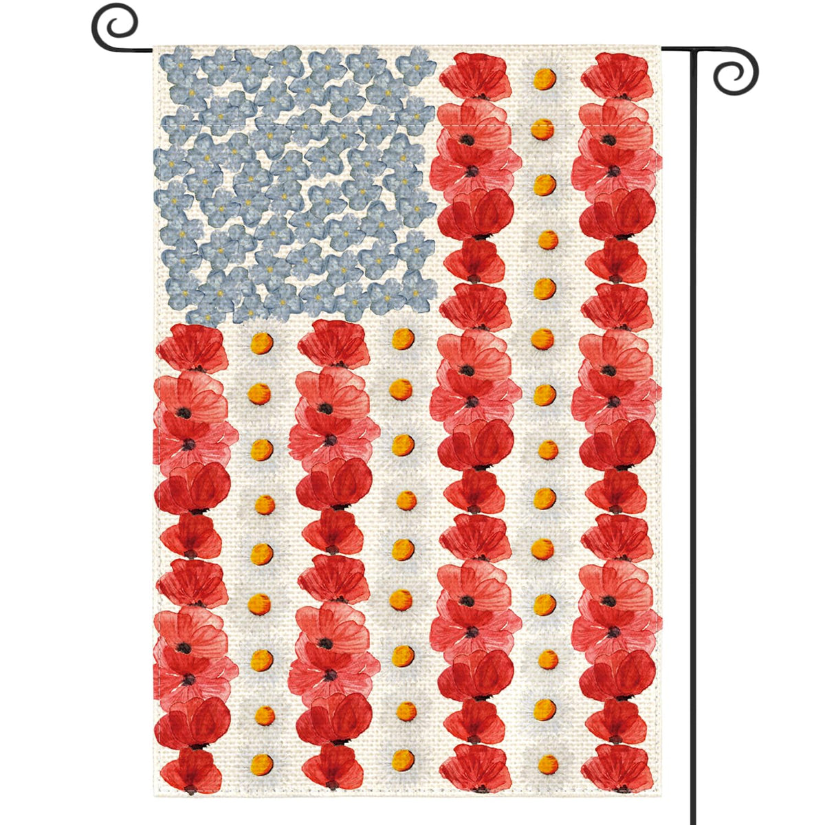 AVOIN colorlife Myosotis Poppy Memorial Day flag front view shows vibrant patriotic design for outdoor display