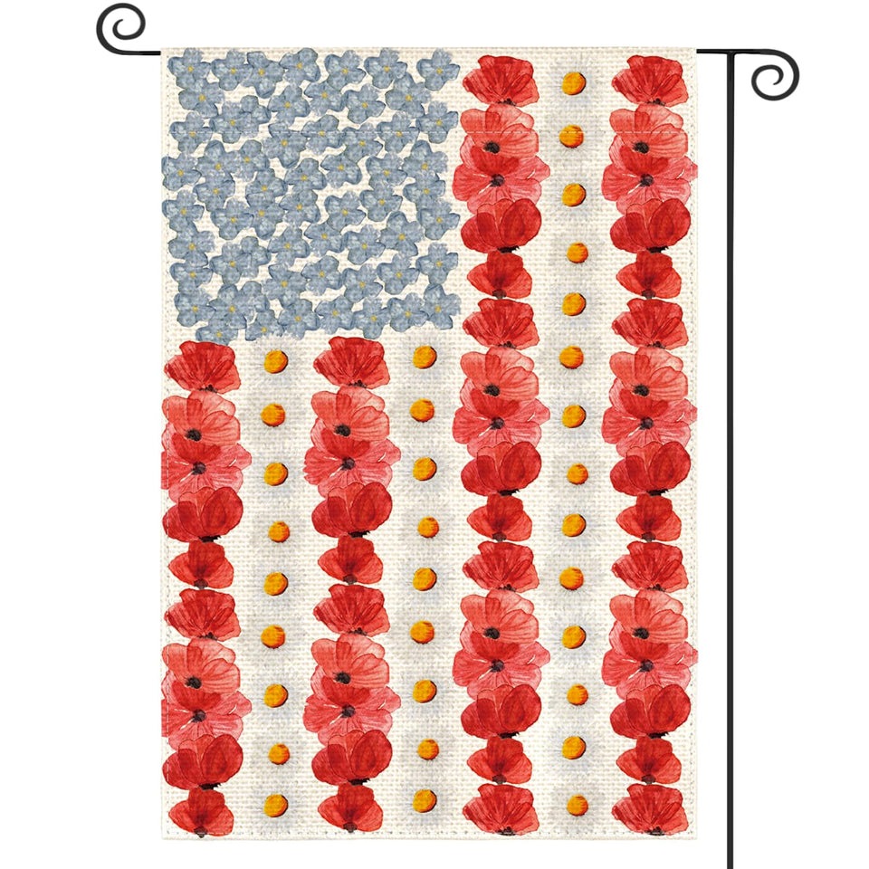 AVOIN colorlife Myosotis Poppy Memorial Day flag front view shows vibrant patriotic design for outdoor display