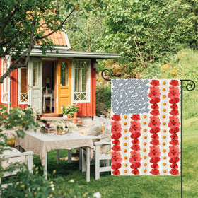 AVOIN colorlife Myosotis Poppy Memorial Day flag rear view with double-sided readability