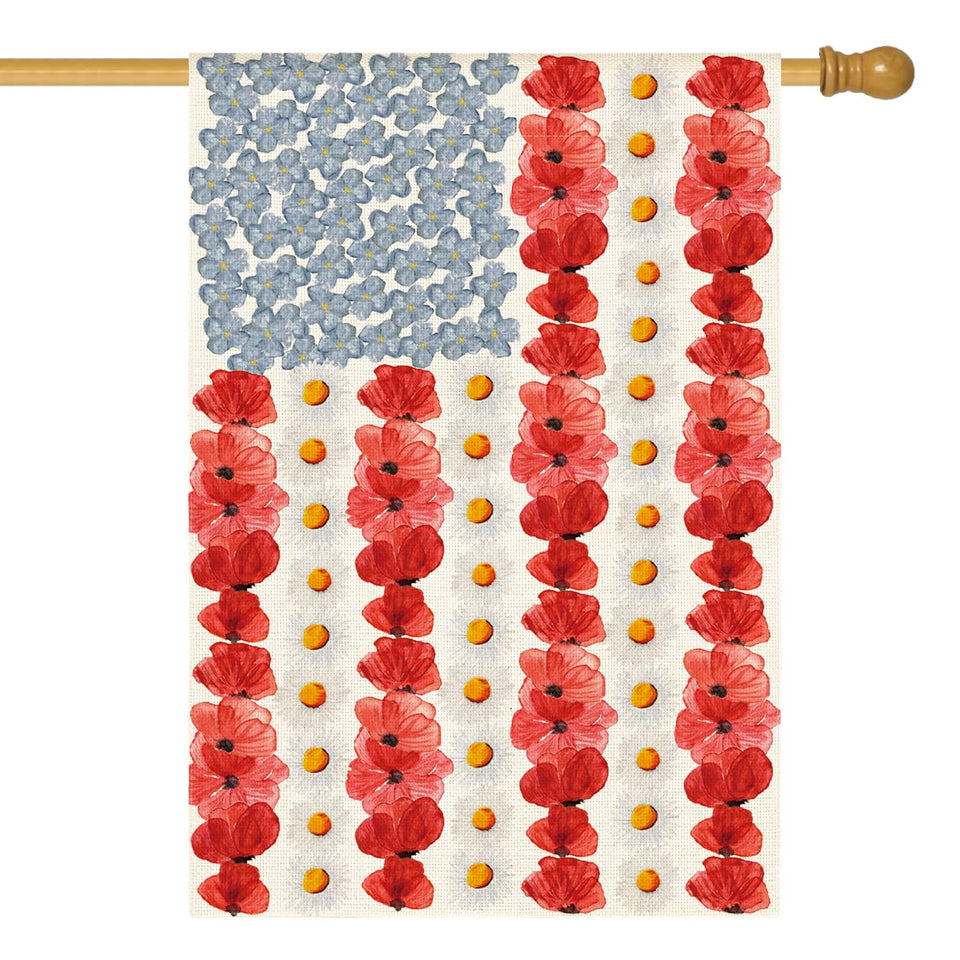AVOIN colorlife Myosotis Poppy Memorial Day flag, double-sided display for outdoor decor