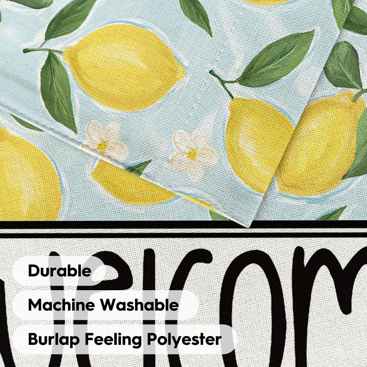 AVOIN colorlife Lemon garden flag in a garden setting invites neighbors and guests.