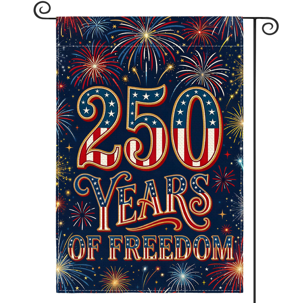 AVOIN colorlife patriotic flag front view with fireworks design for outdoor display
