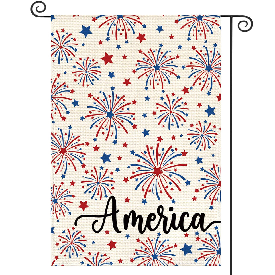 AVOIN colorlife patriotic flag front view with fireworks for outdoor display