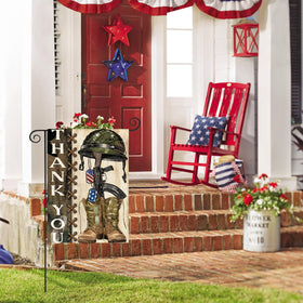 AVOIN colorlife patriotic garden flag on porch boosts seasonal curb appeal.