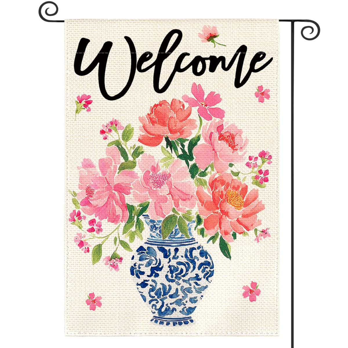 AVOIN colorlife Pink Peony garden flag 12x18 with vibrant blooms for welcoming outdoor decor.