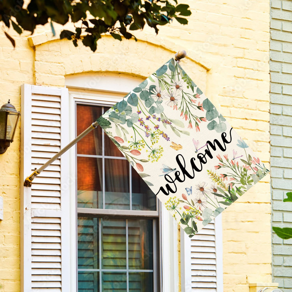 AVOIN colorlife Spring Daisy flag back view, double-sided visibility