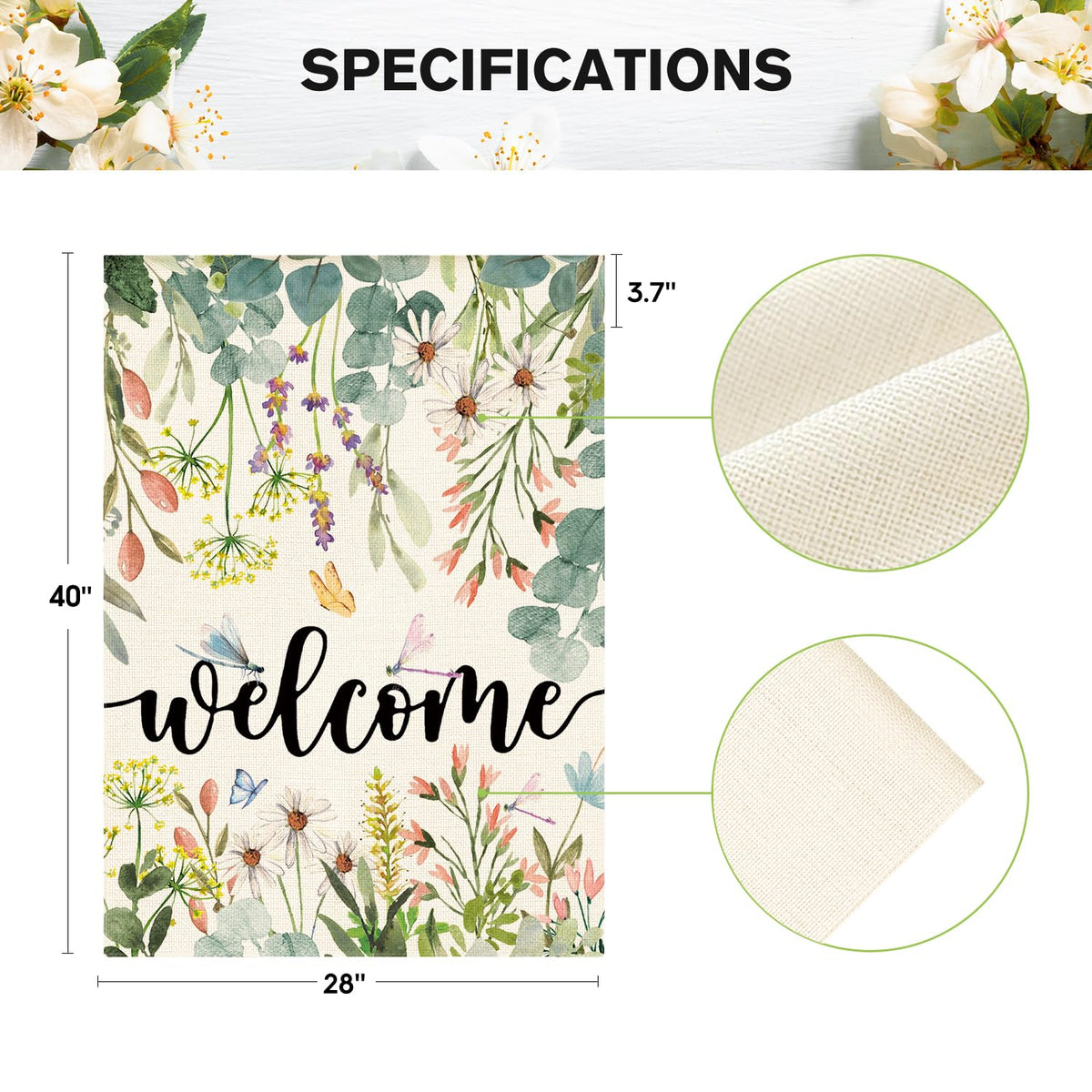 AVOIN colorlife Spring Daisy flag hanging on a pole, seasonal welcome