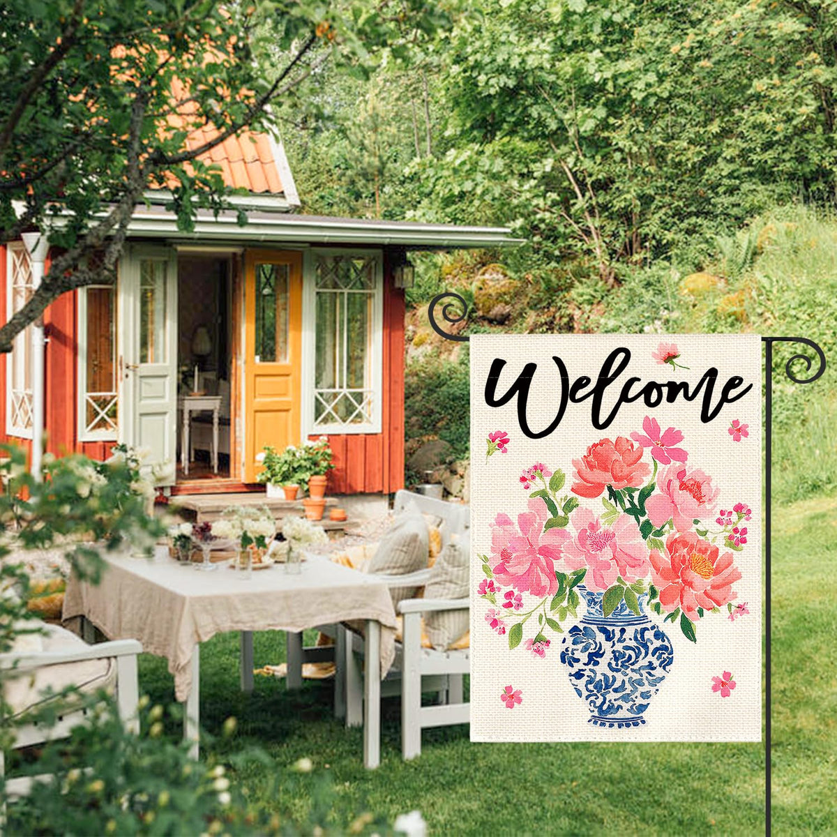 AVOIN colorlife spring floral flag adds seasonal charm to patios and porches.