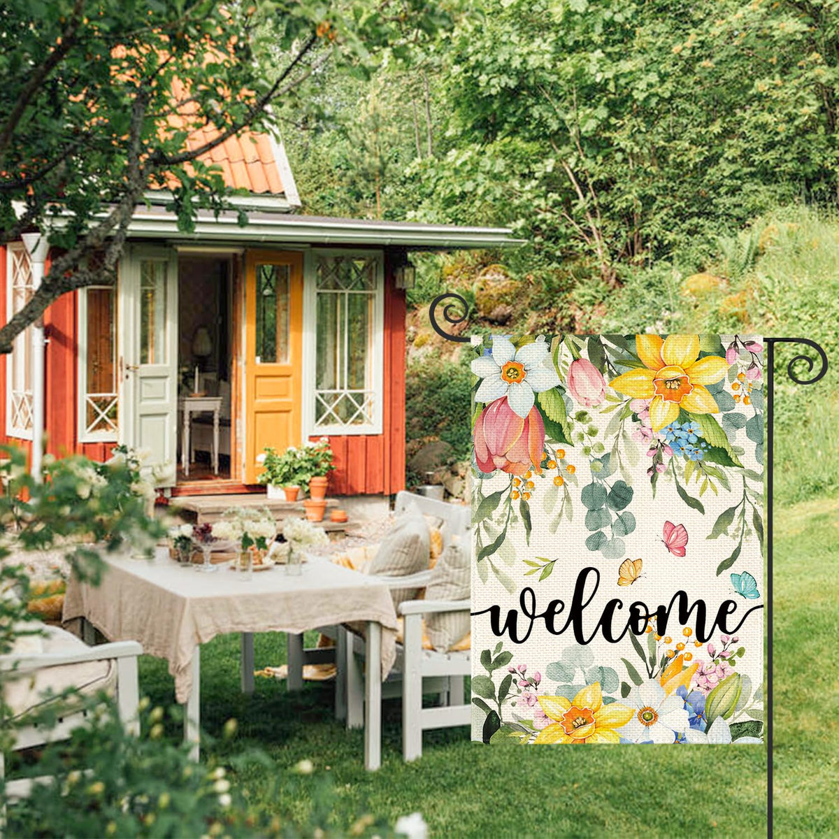 AVOIN colorlife Spring Flowers garden flag 12x18, double-sided design visible from both sides