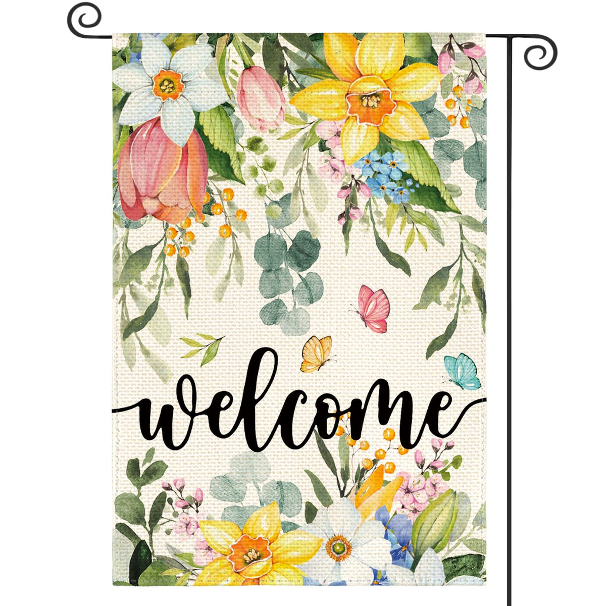 AVOIN colorlife Spring Flowers garden flag 12x18, front view, seasonal welcome decor