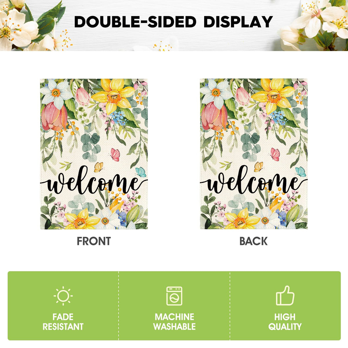 AVOIN colorlife Spring Flowers garden flag 12x18, seasonal design for springtime curb appeal