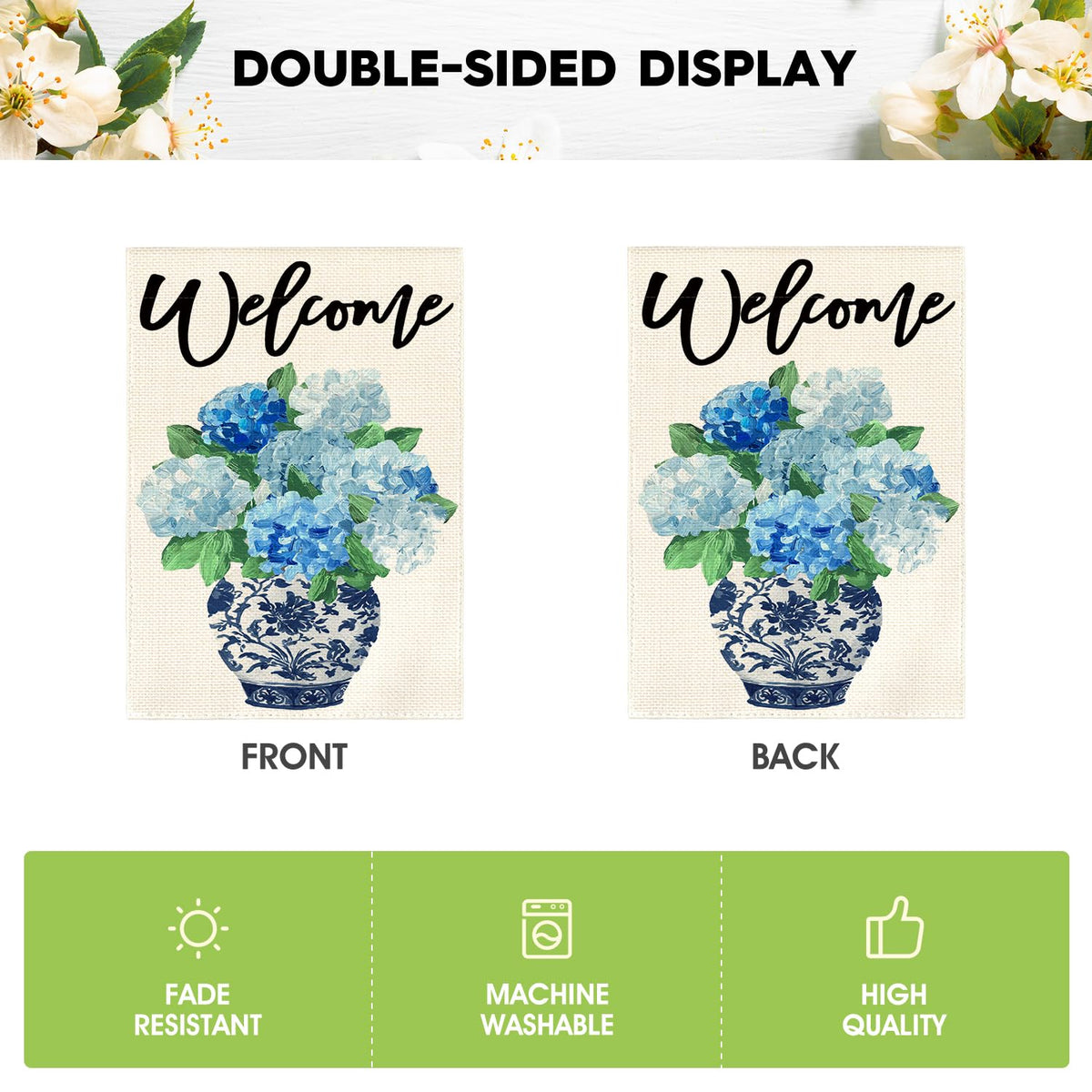 AVOIN colorlife blue white chinoiserie motif, enhances curb appeal.