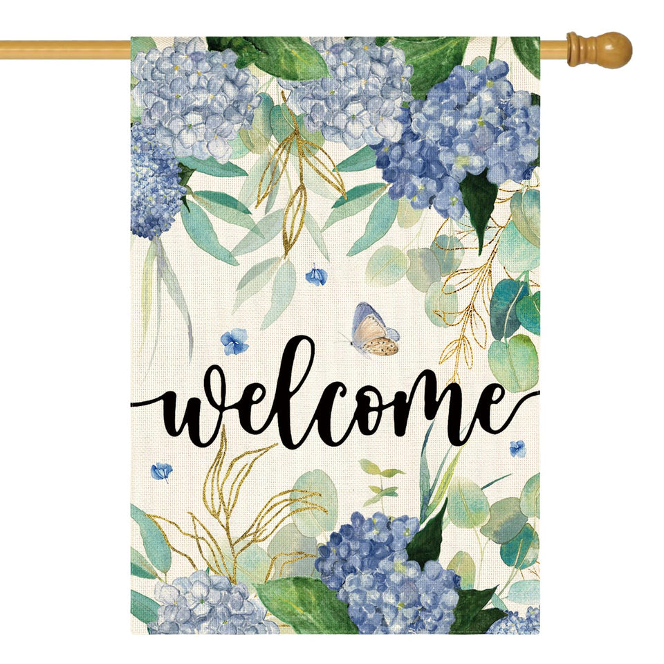 AVOIN colorlife Spring Hydrangea flag front view for vibrant outdoor welcome
