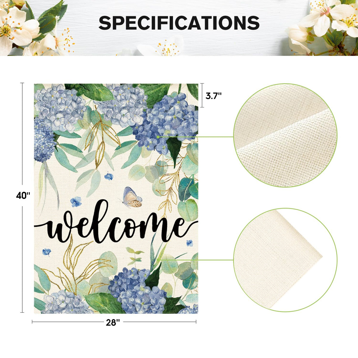 AVOIN colorlife Hydrangea flag yard banner bright seasonal accent