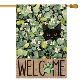 AVOIN colorlife flag front view with eucalyptus florals welcoming guests on the porch