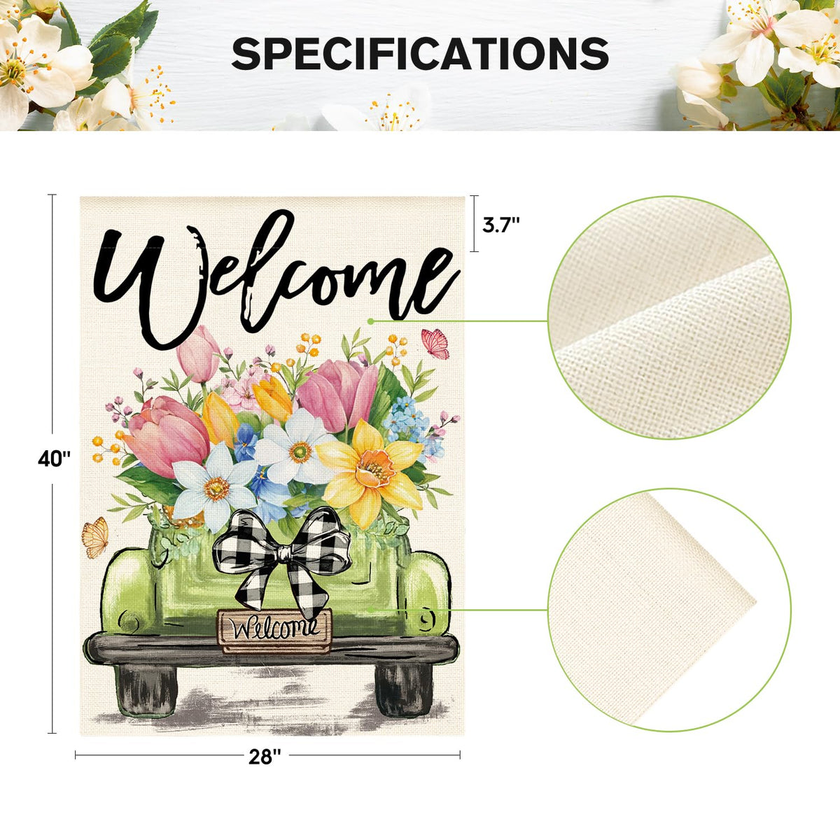AVOIN colorlife Spring Tulip Flag close-up reveals neat stitching details.