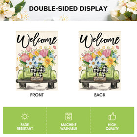 AVOIN colorlife Spring Tulip Flag in sunlight emphasizes bright tulip colors.