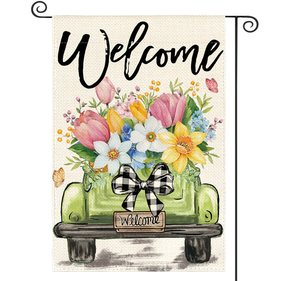 AVOIN colorlife Spring Tulip Garden Flag 12x18 reads bright tulips for outdoor curb appeal.