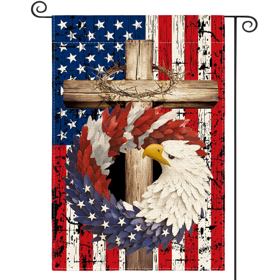 AVOIN colorlife flag with stars-and-stripes eagle wreath, double-sided for outdoor viewing