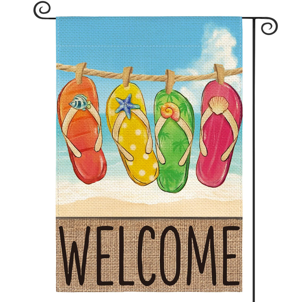 AVOIN colorlife summer flag with front and back imagery, double sided welcome message