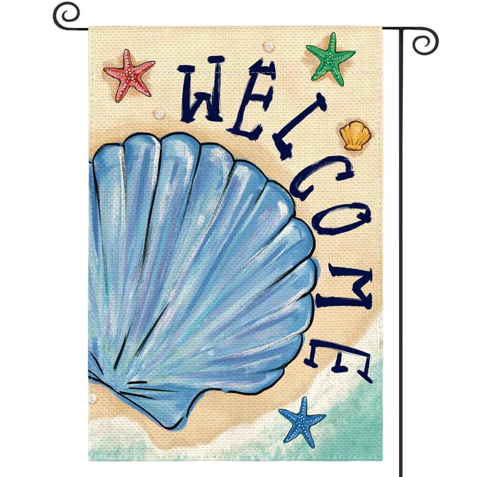 AVOIN colorlife flag with coastal shells for welcoming outdoor spaces.