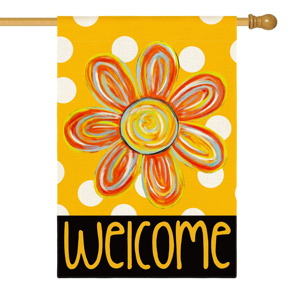 AVOIN colorlife flag front view showing welcoming floral design
