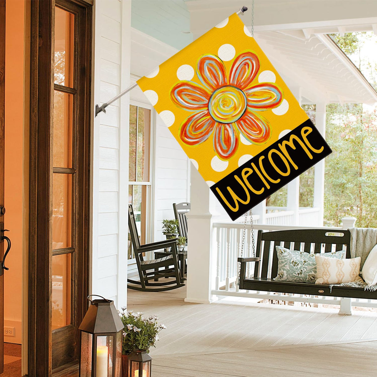 AVOIN colorlife flag polka dots detail adds cheerful garden decor