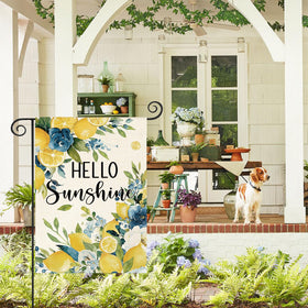 AVOIN colorlife Summer Lemon Floral Flag back view double-sided visibility