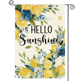 AVOIN colorlife Summer Lemon Floral Flag front view for welcoming guests