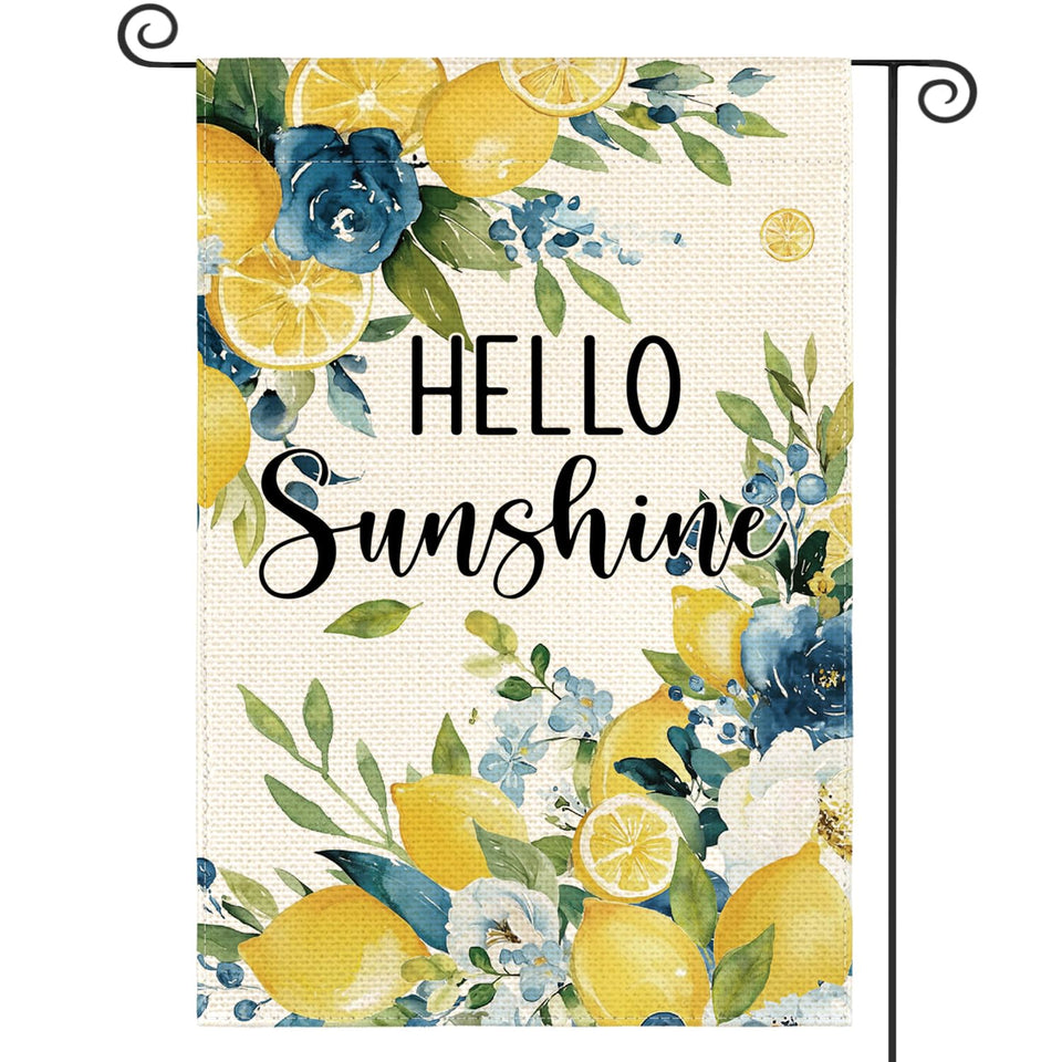 AVOIN colorlife Summer Lemon Floral Flag front view for welcoming guests