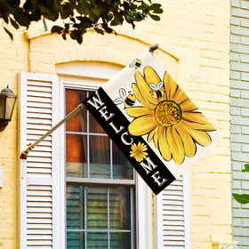 AVOIN colorlife sunflower flag back side shown for consistent outdoor decor.